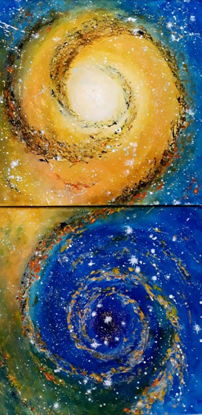Painting titled "Diptych: Infinite (…" by Alla Kosteleckaya, Original Artwork, Acrylic Mounted on Wood Stretcher frame