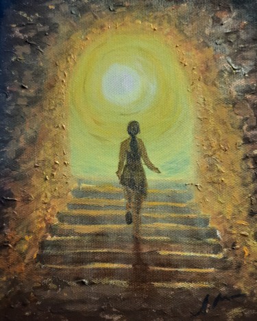 Painting titled "There is a way out…" by Alla Kosteleckaya, Original Artwork, Acrylic Mounted on Wood Stretcher frame