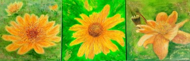 Картина под названием "Just a flower (1,2,…" - Alla Kosteleckaya, Подлинное произведение искусства, Акрил Установлен на Дере…