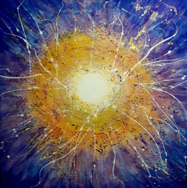 Painting titled "The star threads" by Alla Kosteleckaya, Original Artwork, Acrylic Mounted on Wood Stretcher frame