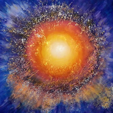 Painting titled "The birth of a star" by Alla Kosteleckaya, Original Artwork, Acrylic Mounted on Wood Stretcher frame