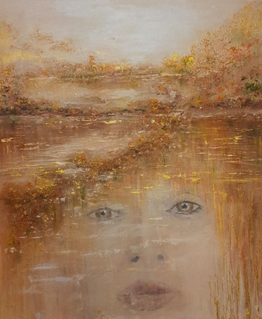 Painting titled "Autumn depth" by Alla Kosteleckaya, Original Artwork, Acrylic Mounted on Wood Stretcher frame