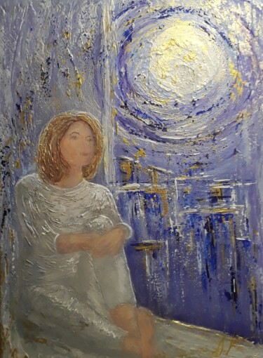 Peinture intitulée "Full moon 2" par Alla Kosteleckaya, Œuvre d'art originale, Acrylique Monté sur Châssis en bois