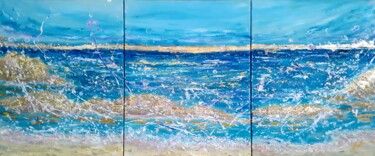 Painting titled "A sea of emotions (…" by Alla Kosteleckaya, Original Artwork, Acrylic Mounted on Wood Stretcher frame