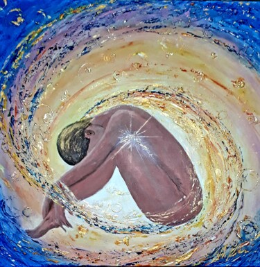 Painting titled "If the soul folded…" by Alla Kosteleckaya, Original Artwork, Acrylic Mounted on Wood Stretcher frame