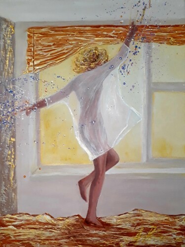 Painting titled "Let's dance 3" by Alla Kosteleckaya, Original Artwork, Acrylic Mounted on Wood Stretcher frame