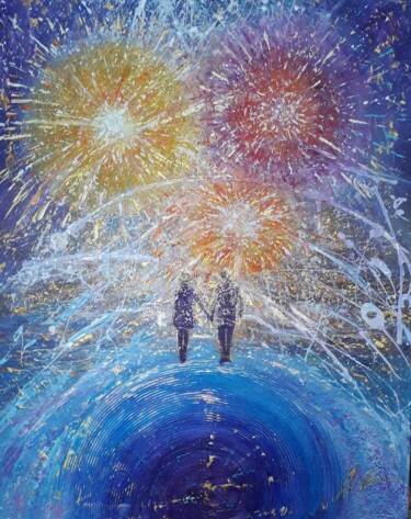Картина под названием "Holiday for two" - Alla Kosteleckaya, Подлинное произведение искусства, Акрил Установлен на Деревянна…
