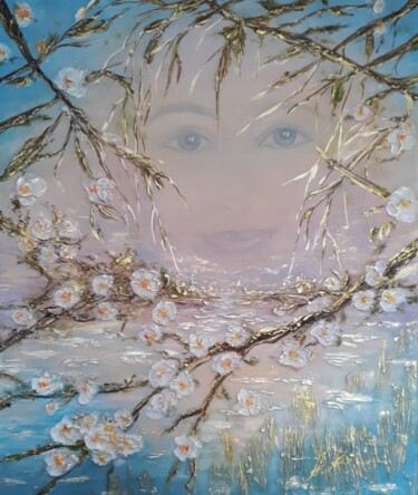 Painting titled "Spring flight" by Alla Kosteleckaya, Original Artwork, Acrylic Mounted on Wood Stretcher frame
