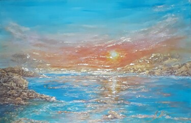 Pintura titulada "Solar lagoon" por Alla Kosteleckaya, Obra de arte original, Acrílico Montado en Bastidor de camilla de mad…
