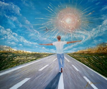 Картина под названием "Where Dreams Lead" - Alla Kosteleckaya, Подлинное произведение искусства, Акрил Установлен на Деревян…