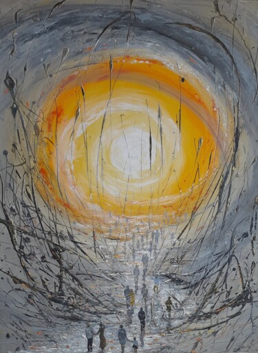Painting titled "I see the light" by Alla Kosteleckaya, Original Artwork, Acrylic Mounted on Wood Stretcher frame