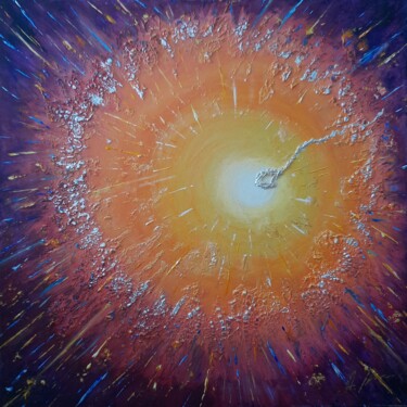 Painting titled "Birth of the Soul" by Alla Kosteleckaya, Original Artwork, Acrylic Mounted on Wood Stretcher frame