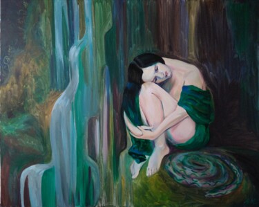 Painting titled "Emerald" by Alfia Kircheva, Original Artwork, Oil