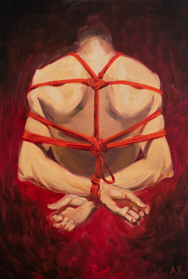 Pintura intitulada "Red Robe" por Alfia Kircheva, Obras de arte originais, Óleo