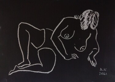 Tekening getiteld "Female figure on a…" door Alfia Kircheva, Origineel Kunstwerk, Krijt