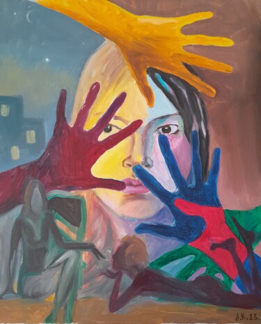 Malerei mit dem Titel "Talk" von Alfia Kircheva, Original-Kunstwerk, Öl