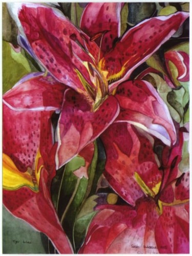 Painting titled "Tiger Lilies" by Susie Lidstone, Original Artwork