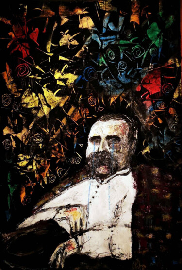 Pittura intitolato "Nietzsche" da Alfio Catania Bruciovento, Opera d'arte originale, Olio