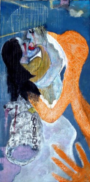 Peinture intitulée "the kiss" par Alfio Catania Bruciovento, Œuvre d'art originale