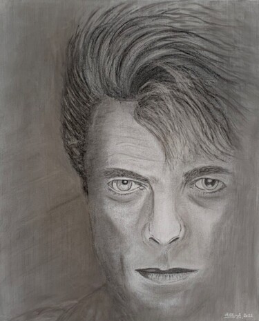 Drawing titled "David Bowie" by Alfons Cluyts, Original Artwork, Charcoal