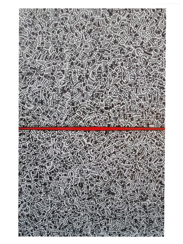 Pintura intitulada "Traccia rossa su tr…" por Ardo, Obras de arte originais