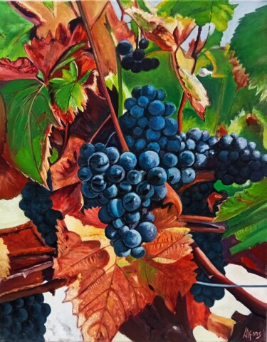 Painting titled "Do you like grapes?" by Alfonso Fernandez Gregori, Original Artwork, Oil