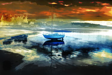 Photography titled "Playa y Barco" by Alfonso García, Original Artwork, Digital Photography
