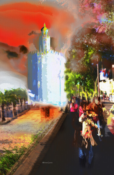 Digitale Kunst getiteld "Torre del Oro Sevil…" door Alfonso García, Origineel Kunstwerk, Digitale fotografie
