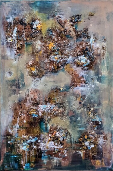 Painting titled "Planeta oxidado II" by Alfonso Sánchez, Original Artwork, Acrylic