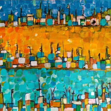 Картина под названием "Continues city" - Alfonso Sánchez, Подлинное произведение искусства, Акрил