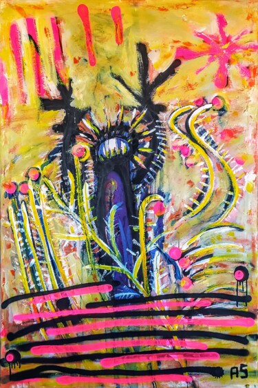 Pintura titulada "Orante reza a los D…" por Alfonso Sánchez, Obra de arte original, Acrílico Montado en Bastidor de camilla…