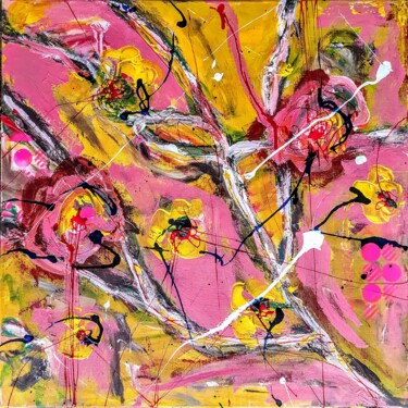 Peinture intitulée "Yellow flowers" par Alfonso Sánchez, Œuvre d'art originale, Acrylique Monté sur Châssis en bois