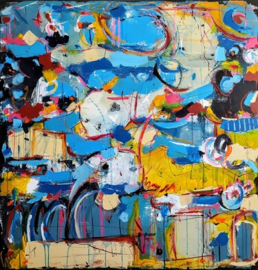 Картина под названием "Night city" - Alfonso Sánchez, Подлинное произведение искусства, Акрил