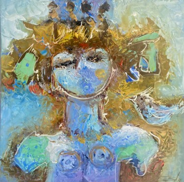 Pintura titulada "Reina azul" por Alfonso Sosa, Obra de arte original, Oleo Montado en Panel de madera