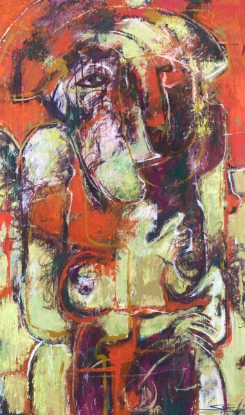 Pittura intitolato "La dama del perfil" da Alfonso Sosa, Opera d'arte originale, Acrilico Montato su Telaio per barella in l…