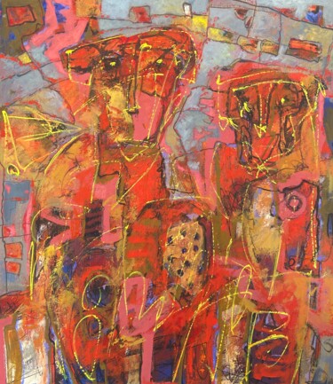 Картина под названием "Compañeras" - Alfonso Sosa, Подлинное произведение искусства, Акрил Установлен на Деревянная рама для…