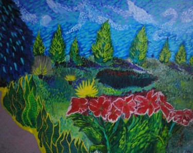 WONOSARI TEA GARDEN Painting titled "WONOSARI TEA GARDEN" by Alfonsus Agusta, Original Art, Oil
