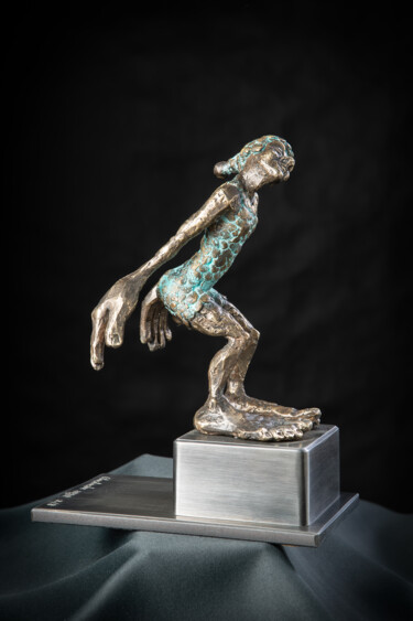 Sculpture intitulée "Auf'n Sprung" par Alfred Eberharter, Œuvre d'art originale, Bronze