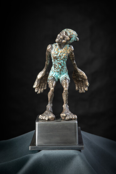 Skulptur mit dem Titel "Auf'n Sprung 3/8 +1…" von Alfred Eberharter, Original-Kunstwerk, Bronze