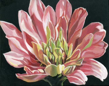 pink zinnia acrylic painting Painting titled "pink zinnia acrylic…" by Alfred Ng, Original Art, Acrylic