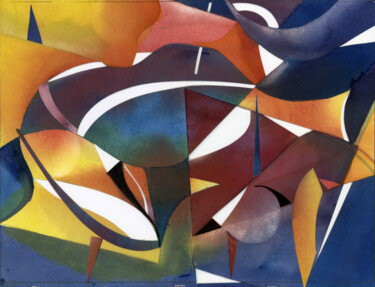 abstract watercolor papercut Collages titled "abstract watercolor…" by Alfred Ng, Original Art, Watercolor