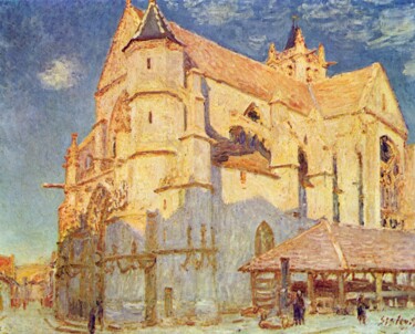 Pittura intitolato "Église de Moret" da Alfred Sisley, Opera d'arte originale, Olio