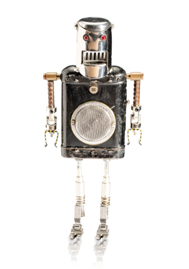 Escultura intitulada "Robot de reciclaje…" por Alfredo Blasco Nuin, Obras de arte originais, Aço inoxidável