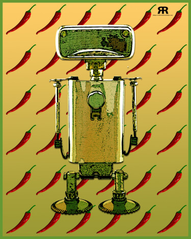 Digitale Kunst getiteld "Robot alfa 007 con…" door Alfredo Blasco Nuin, Origineel Kunstwerk, 2D Digital Work