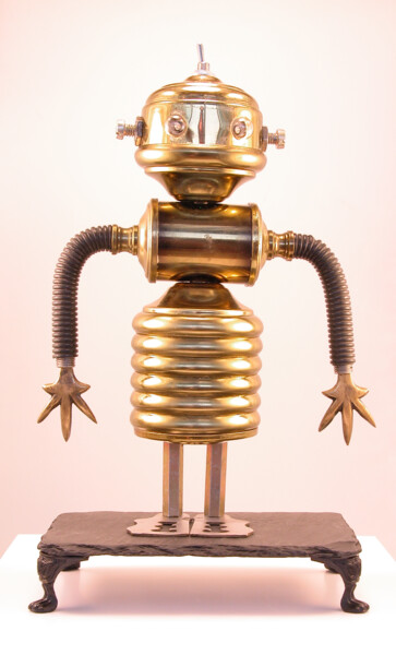 Escultura titulada "Robot de reciclaje…" por Alfredo Blasco Nuin, Obra de arte original, Metales