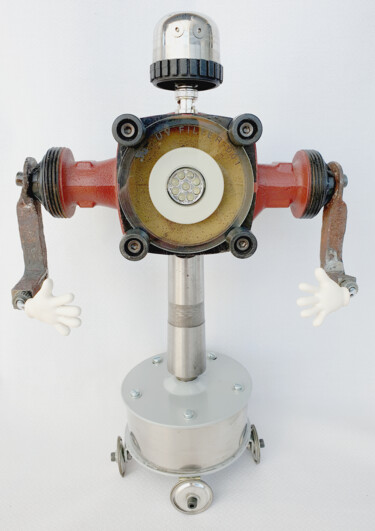 Skulptur mit dem Titel "Robot de reciclaje…" von Alfredo Blasco Nuin, Original-Kunstwerk, Metalle