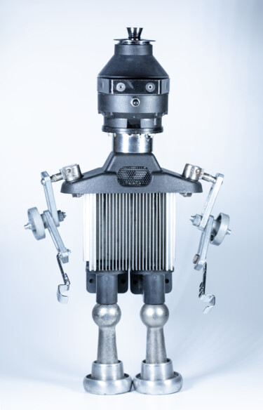 Γλυπτική με τίτλο "Recycled robot "Dar…" από Alfredo Blasco Nuin, Αυθεντικά έργα τέχνης, Από ανοξείδωτο χάλυβα