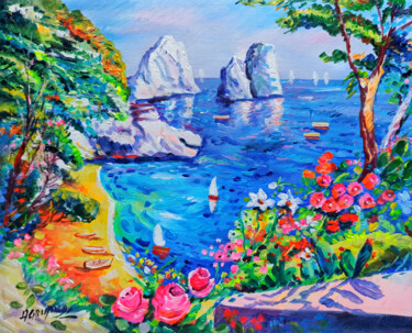Картина под названием "Descent to the sea…" - Alfredo Grimaldi, Подлинное произведение искусства, Акрил Установлен на Деревя…