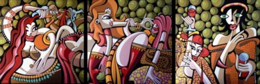 Peinture intitulée "La buveuse de coca" par Alfredo Lopez, Œuvre d'art originale