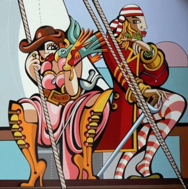 Peinture intitulée "Yaka et fokon" par Alfredo Lopez, Œuvre d'art originale